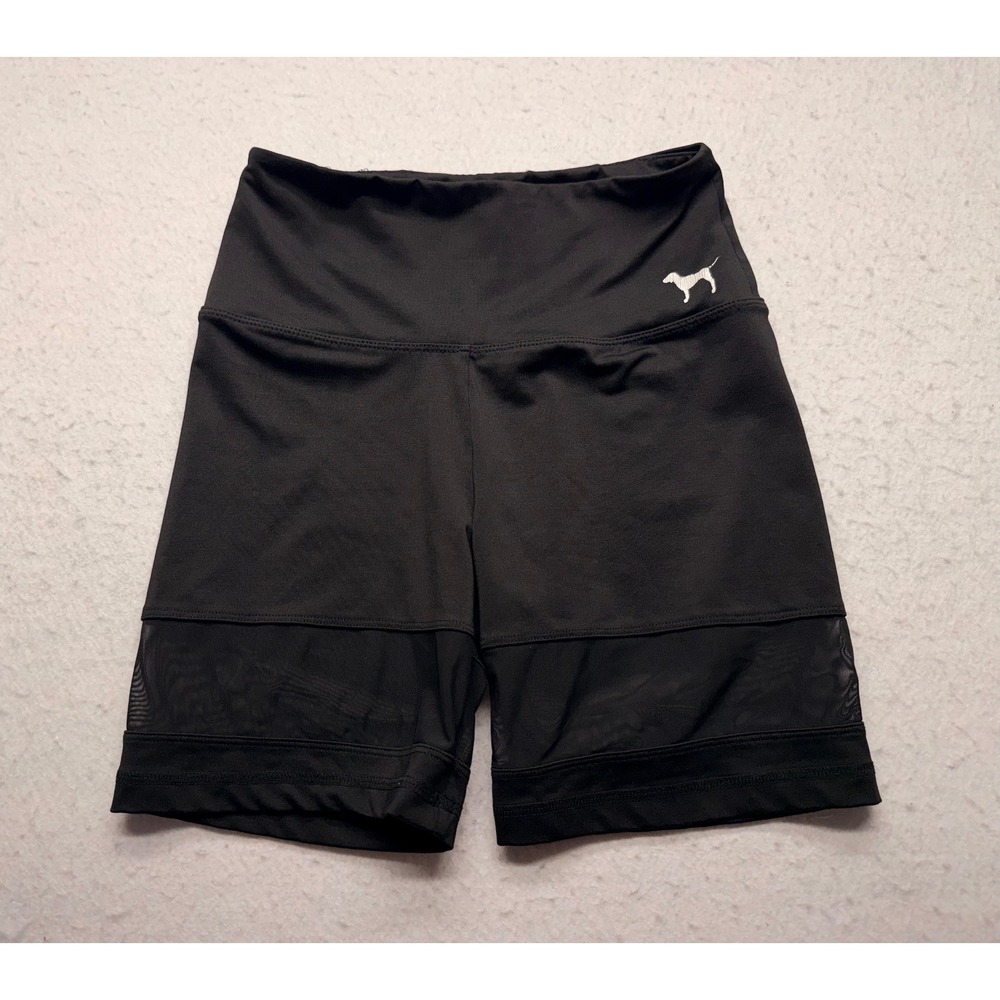 Pink Victorias Secret Ultimate Mesh Panel Biker Shorts Black Small High Waist